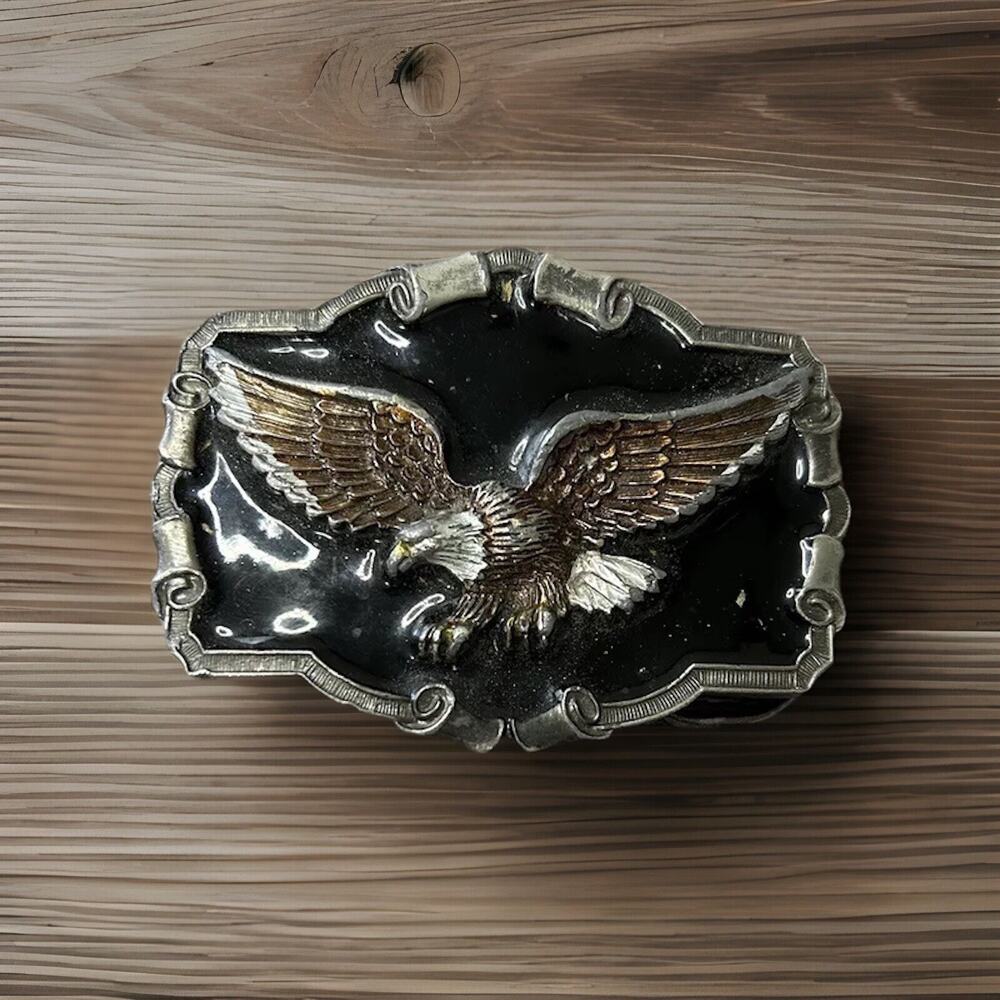 Vintage 1983 Metal Great American Eagle Belt Buckle